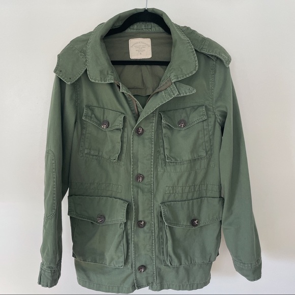 THREADS 4 THOUGHTS Forest Army Green Military Anorak Hooded Jacket S - Picture 3 of 10